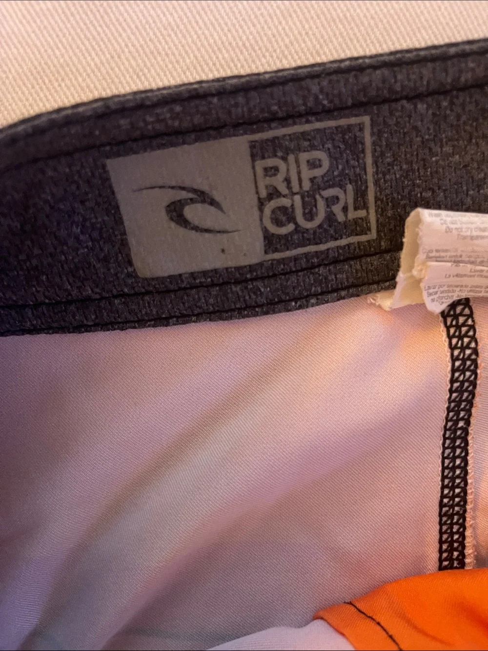 Rip Curl Boys Size 25 Blue Striped Boardshorts with Orange and Red Accents